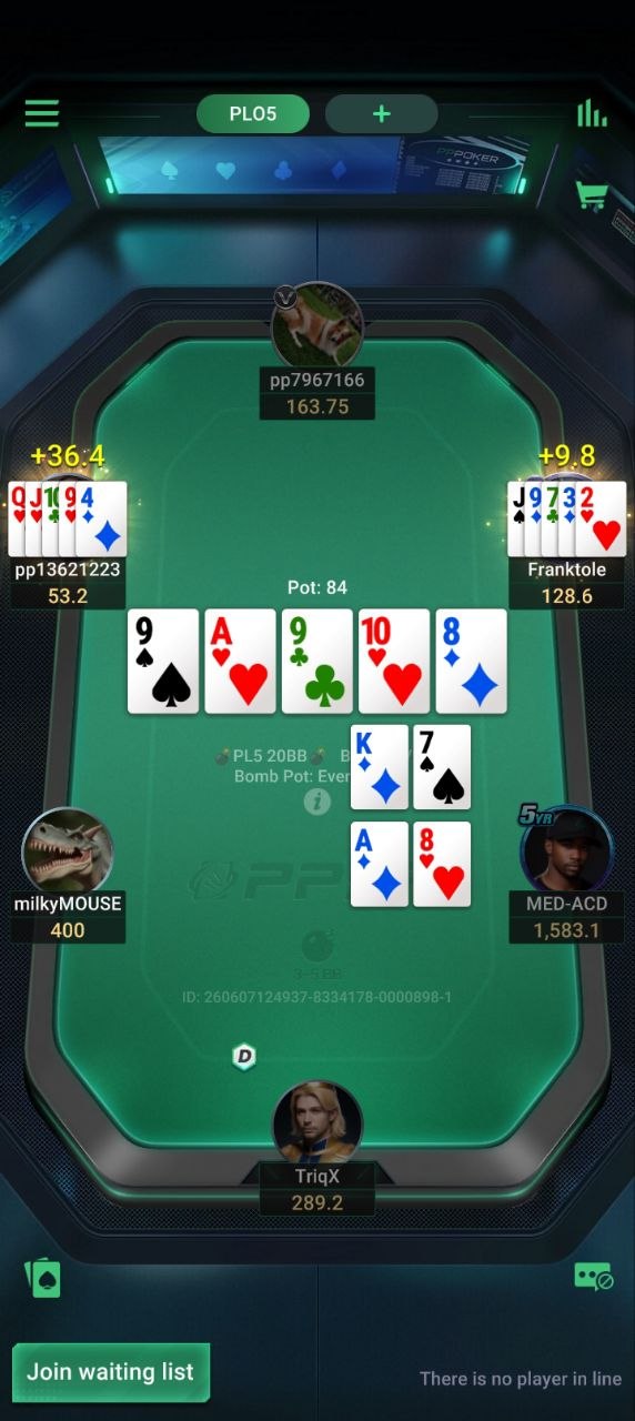 PPPoker PPPumba PLO5 bomb-pot table in play, soft recreational games, PPPFish Australia union