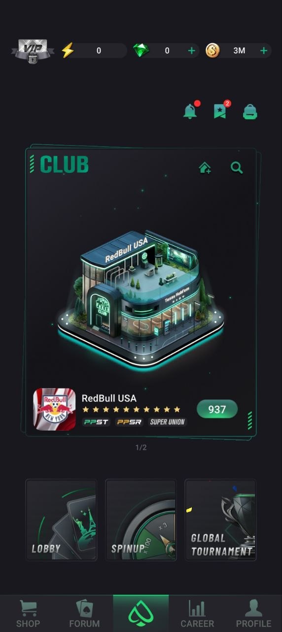 PPPoker RedBull USA club card, Texas Holdem, PPST PPSR Super Union, Club ID 4394942
